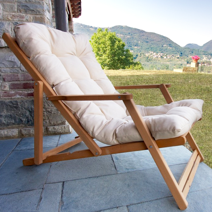 Poltrona da giardino ITACA in legno trattato con Cuscino impermeabile-0