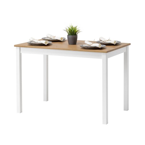Tavolo in legno Massello rettangolare con finiture Bianche - Dimensioni 110 x 68 x 75 h. cm-0