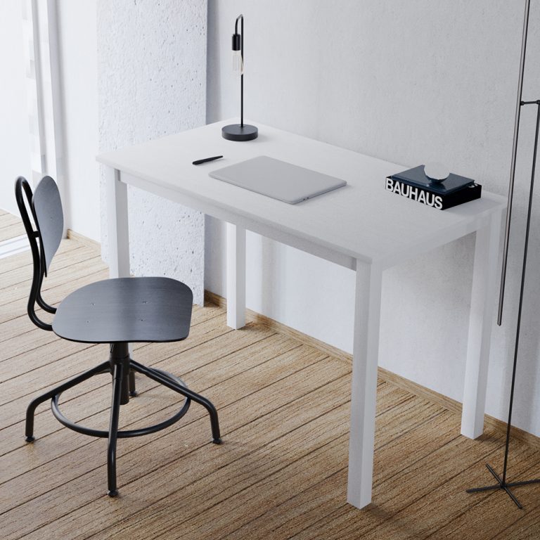 Scrivania in legno Massello rettangolare verniciata Bianca - 2 Dimensioni disponibili-0