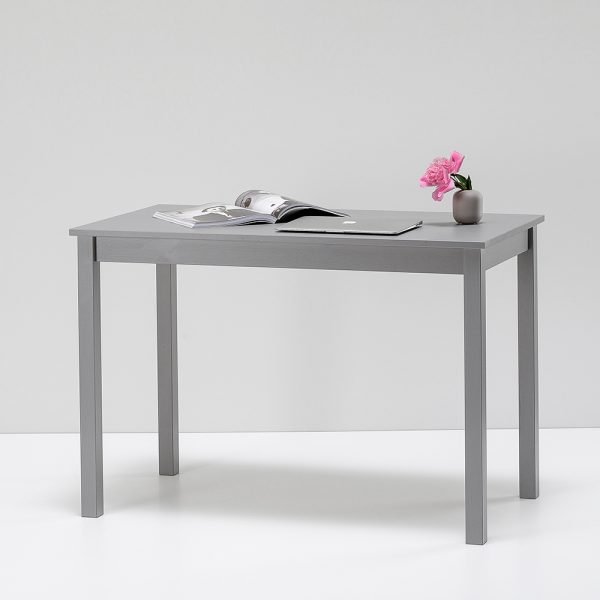 Scrivania in legno Massello rettangolare verniciata Grigio Chiaro - 2 Dimensioni disponibili-0