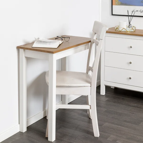 Scrivania in legno Massello rettangolare con finiture Bianche - 2 Dimensioni disponibili-0