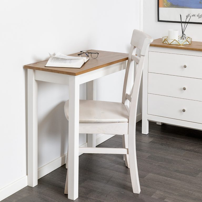 Scrivania in legno Massello rettangolare con finiture Bianche - 2 Dimensioni disponibili-0