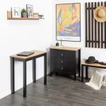 Scrivania in legno Massello rettangolare con finiture Nere - 2 Dimensioni disponibili-87900