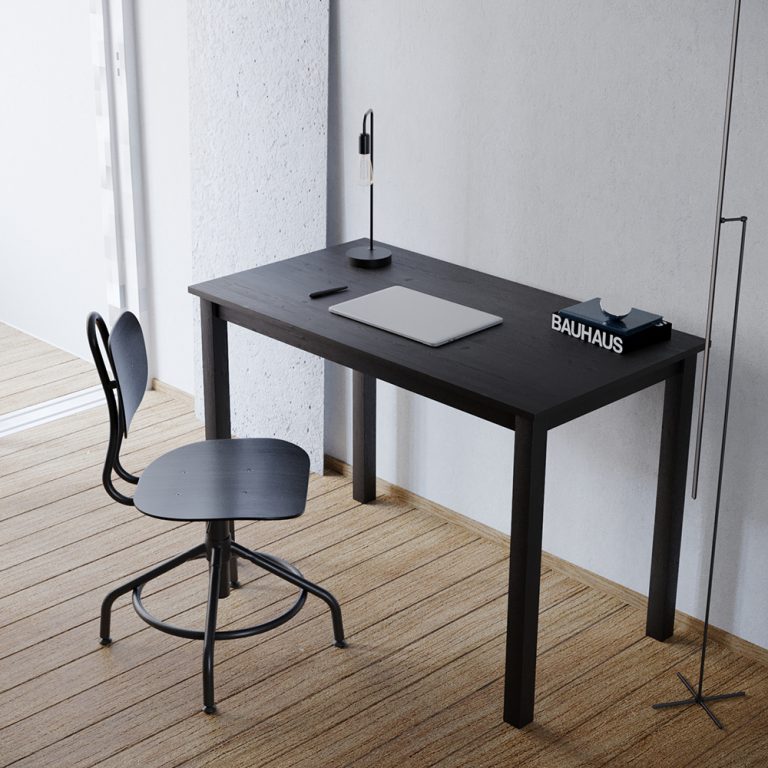 Scrivania in legno Massello rettangolare verniciata Nera - 2 Dimensioni disponibili-0