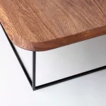 Tavolino da salotto in legno di Rovere impiallacciato con struttura in metallo nero verniciato - 100 x 100 x 40 h. cm - foto 3