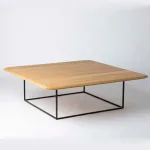Tavolino da salotto in legno di Rovere impiallacciato con struttura in metallo nero verniciato - 120 x 120 x 40 h. cm - foto 5
