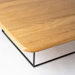 Tavolino da salotto in legno di Rovere impiallacciato con struttura in metallo nero verniciato - 120 x 120 x 40 h. cm - foto 4