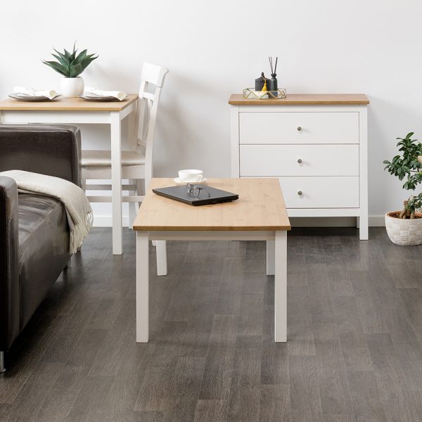 Tavolino da salotto in legno Massello con finiture Bianche - 2 Dimensioni disponibili-0