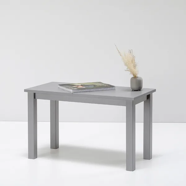 Tavolino da salotto in legno Massello verniciato Grigio chiaro - 2 Dimensioni disponibili-0