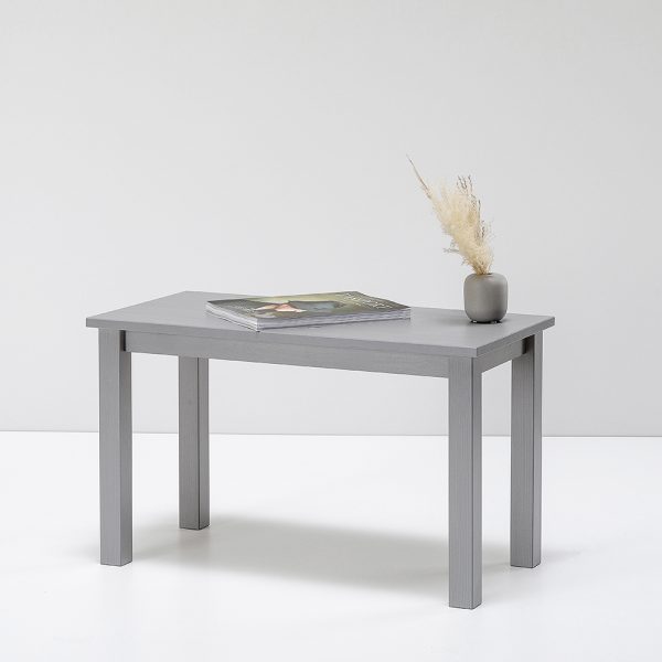 Tavolino da salotto in legno Massello verniciato Grigio chiaro - 2 Dimensioni disponibili-0