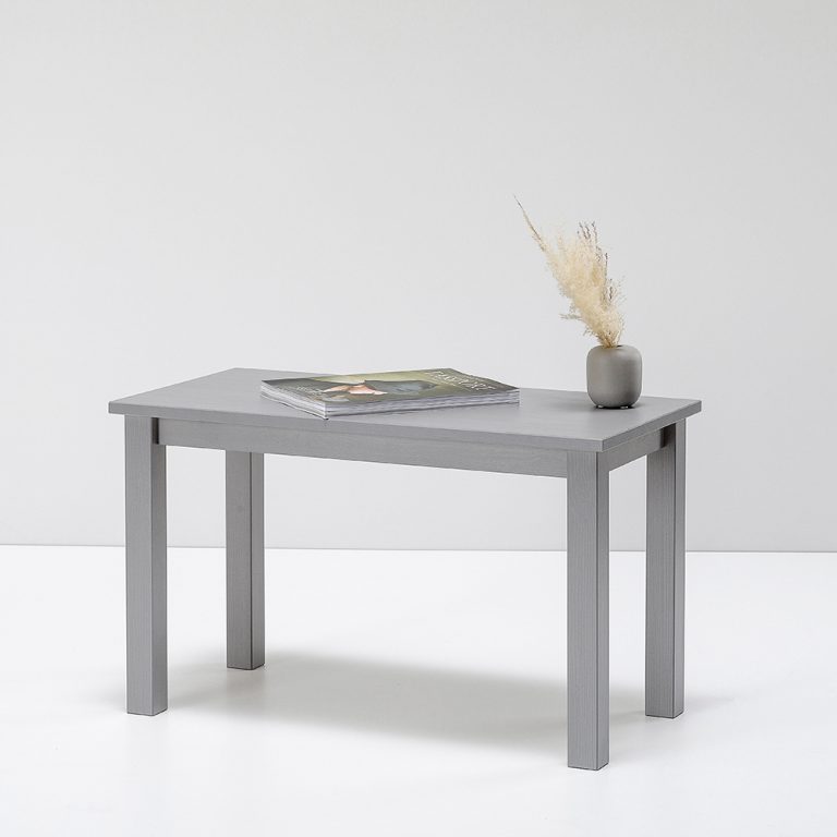 Tavolino da salotto in legno Massello verniciato Grigio chiaro - 2 Dimensioni disponibili-0