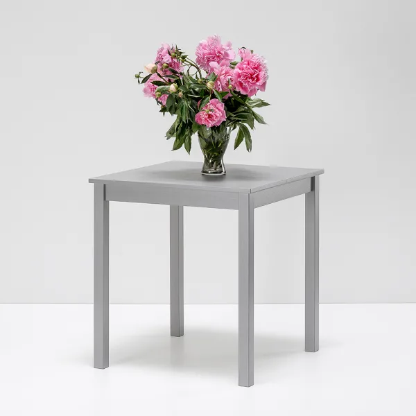 Tavolo in legno Massello Quadrato verniciato Grigio Chiaro - Dimensioni 68 x 68 x 75 h. cm-0