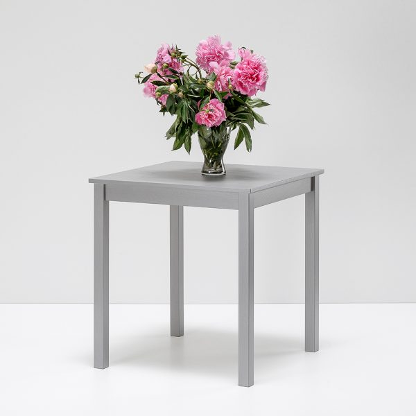 Tavolo in legno Massello Quadrato verniciato Grigio Chiaro - Dimensioni 68 x 68 x 75 h. cm-0