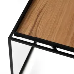 Tavolino da salotto in legno di Rovere impiallacciato con struttura in metallo nero verniciato - 80 x 80 x 44 h. cm - foto 5