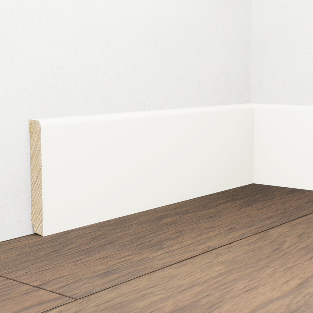 Onlywood Battiscopa Legno BIANCO Laccato RAL 9010 - 82 x 13 mm - Asta da 2,4 Metri-0