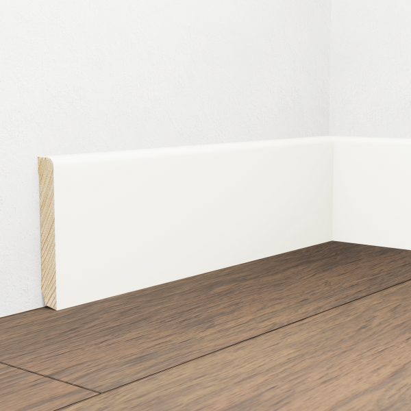 Onlywood Battiscopa Legno BIANCO Laccato RAL 9010 - 82 x 13 mm - Asta da 2,4 Metri-0