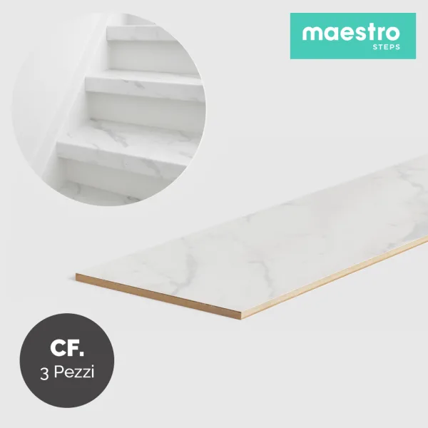 ALZATE MARMO BIANCO Rivestimento per Scale Interne - Confezione 3 Pezzi -0