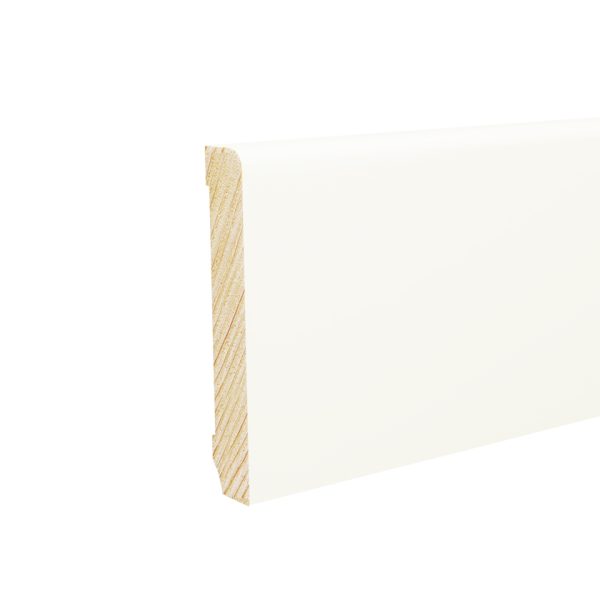 Campione Battiscopa Legno BIANCO Laccato RAL 9010 - 82 x 13 mm-0