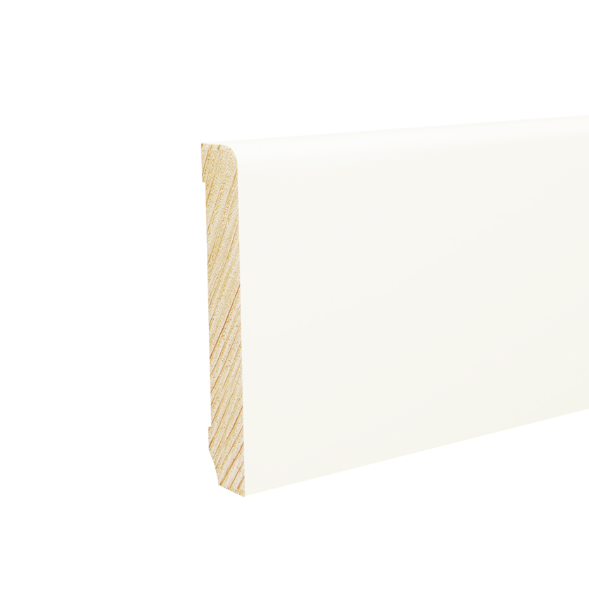 Campione Battiscopa Legno BIANCO Laccato RAL 9010 - 82 x 13 mm-0