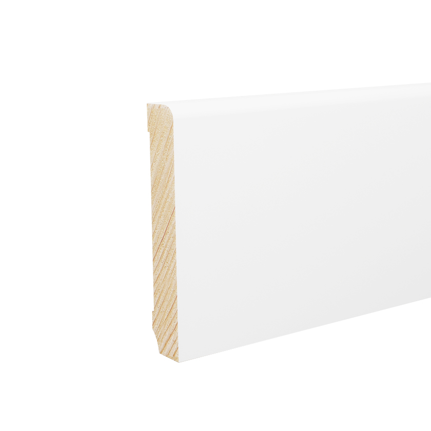 Campione Battiscopa Legno BIANCO Laccato RAL 9016 - 82 x 13 mm-0