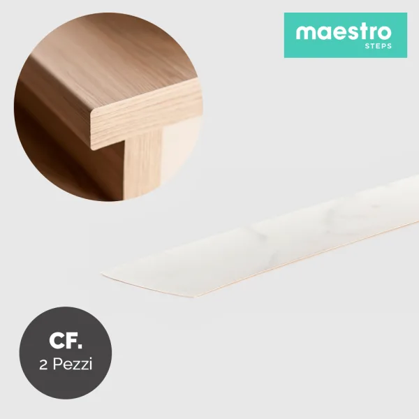 BORDO DI FINITURA MARMO BIANCO Rivestimento per Scale Interne - Confezione 2 Pezzi-0