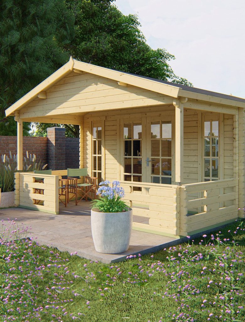 casetta legno con veranda