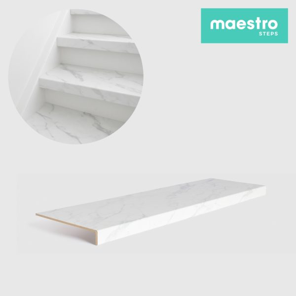 GRADINO MARMO BIANCO Rivestimento Scale Interne Fai da te - Larghezza max 100 cm-0