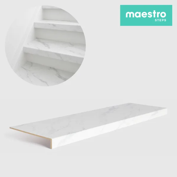 GRADINO MARMO BIANCO Rivestimento Scale Interne Fai da te - Larghezza max 130 cm-0