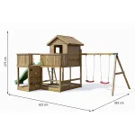 Parco Giochi in Legno Autoclavato Fungoo PLUTO Torre con Altalene e Scivolo - foto 2
