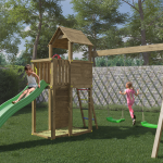 Parco Giochi in Legno Autoclavato Fungoo BOOMER con Scivolo e Altalene-0