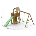 Parco Giochi in Legno Autoclavato Fungoo BOOMER con Scivolo e Altalene-89522