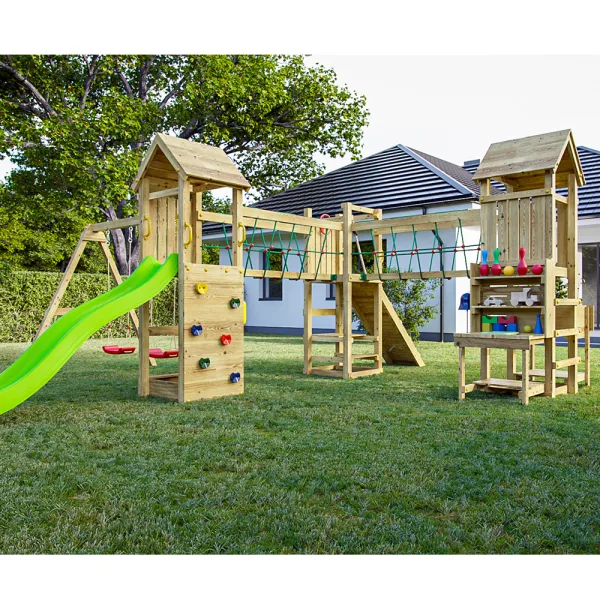 Parco Giochi in Legno Autoclavato Fungoo OPTIMIZER Torre con Altalene e Scivolo-0