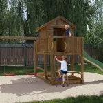 Parco Giochi in Legno Autoclavato Fungoo MARS Torre con Altalene e Scivolo - foto 6