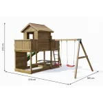 Parco Giochi in Legno Autoclavato Fungoo MARS Torre con Altalene e Scivolo - foto 2