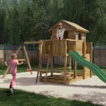 Parco Giochi in Legno Autoclavato Fungoo MARS Torre con Altalene e Scivolo - foto 7