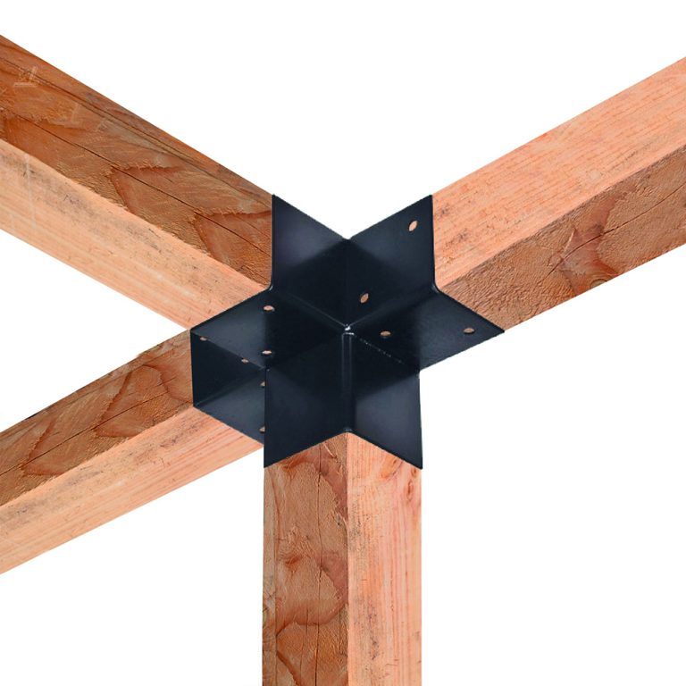 Connettore a 4 vie in Acciaio Zincato Nero per listelli 12 x 12 cm-0