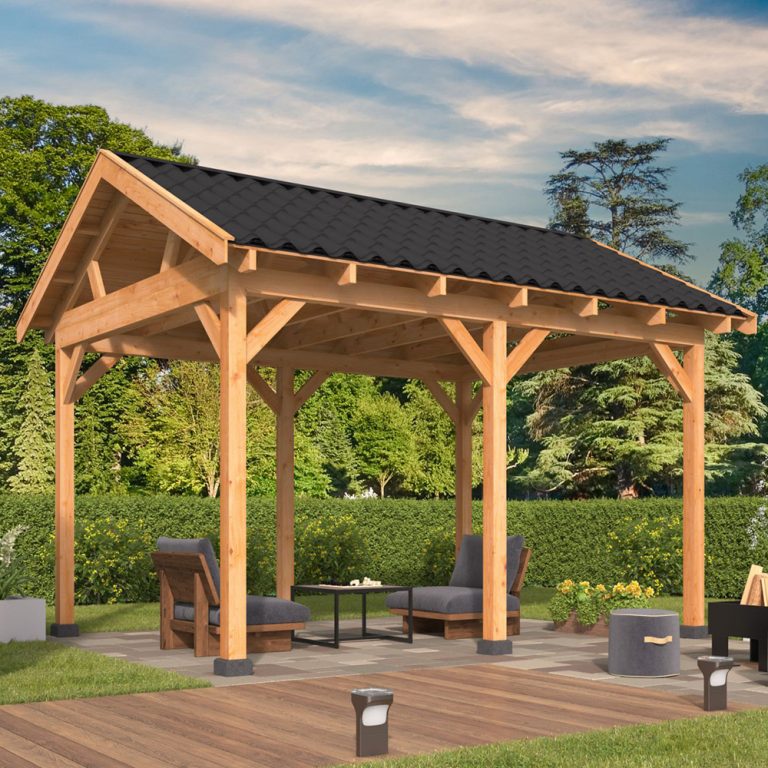Pergola Gazebo modulare in legno di Douglas HAMAR L - set base 478 x 395 cm-0