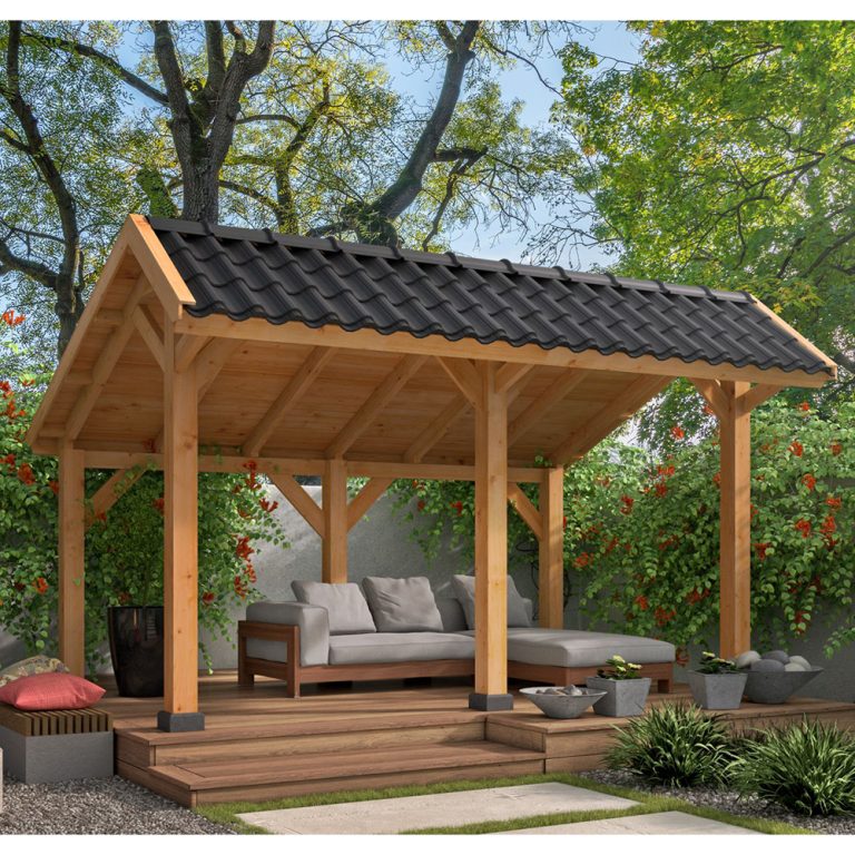 Pergola Gazebo modulare in legno di Douglas BERGEN L - set base 465 x 318 cm-0
