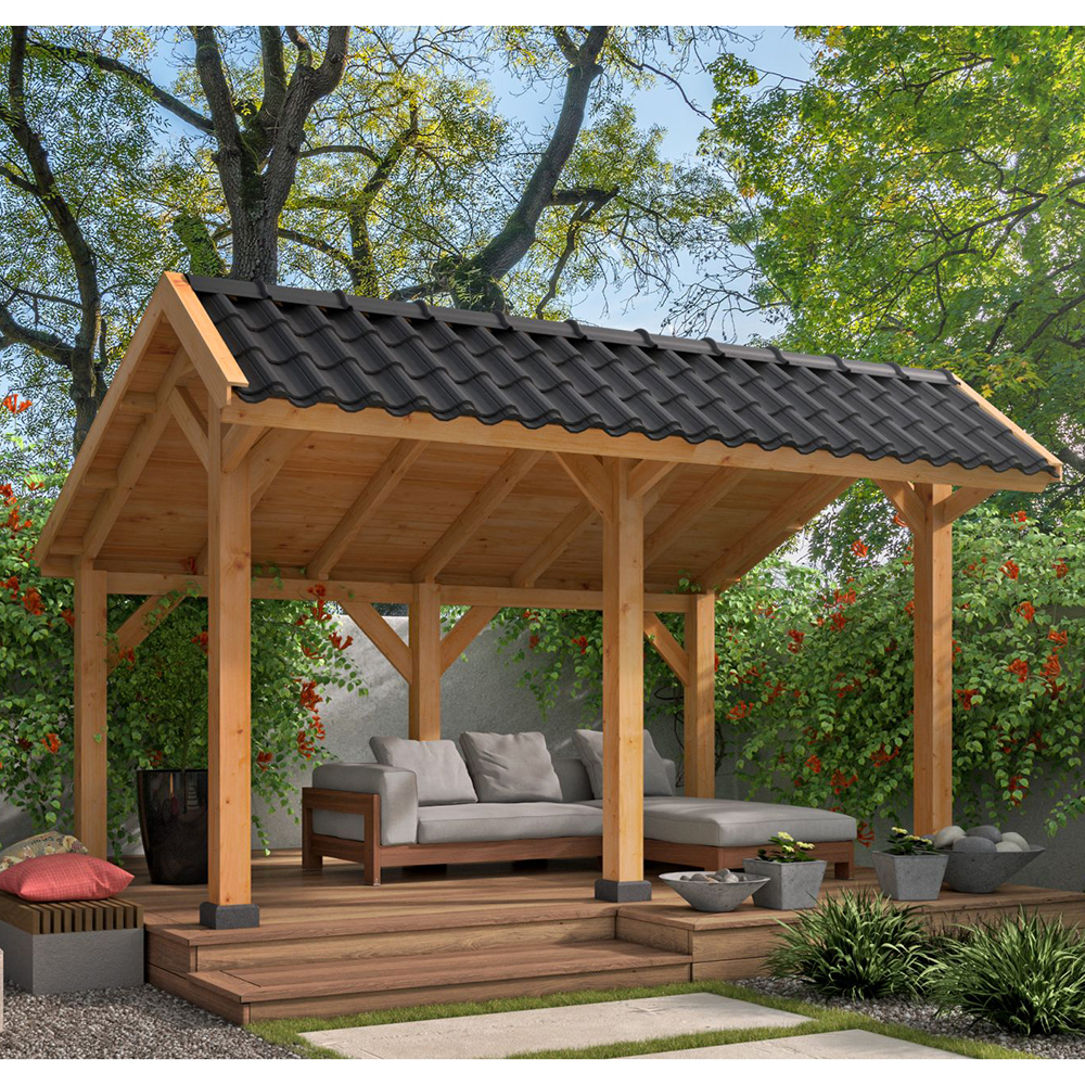 Pergola Gazebo modulare in legno di Douglas BERGEN L - set base 465 x 318 cm-0 Pergola Gazebo modulare in legno di Douglas BERGEN L - set base 465 x 318 cm-0