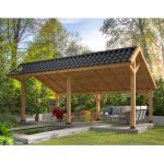 Pergola Gazebo modulare in legno di Douglas BERGEN XL - set base 675 x 418 cm-0