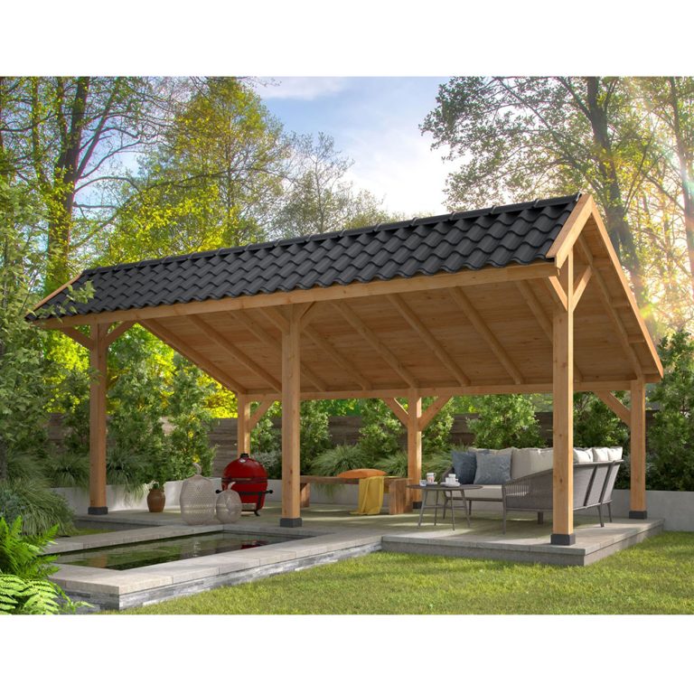 Pergola Gazebo modulare in legno di Douglas BERGEN XL - set base 675 x 418 cm-0
