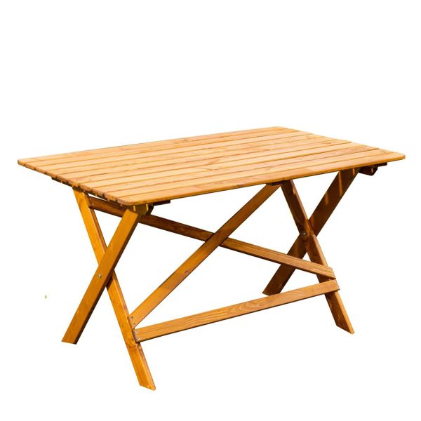 Tavolo in Legno da Esterno Pieghevole Modello LAXO 126 x 76 x 70 h. cm - Verniciato Miele-0