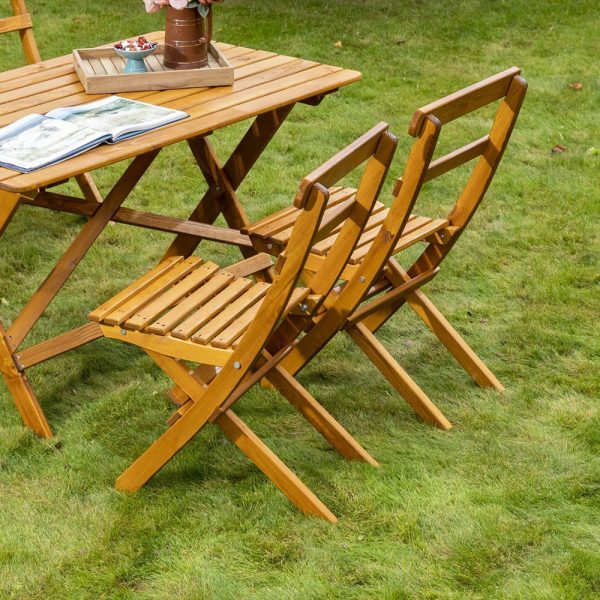 Sedie da esterno in legno Pieghevoli Modello LAXO Verniciate Miele - 2 Pezzi-0