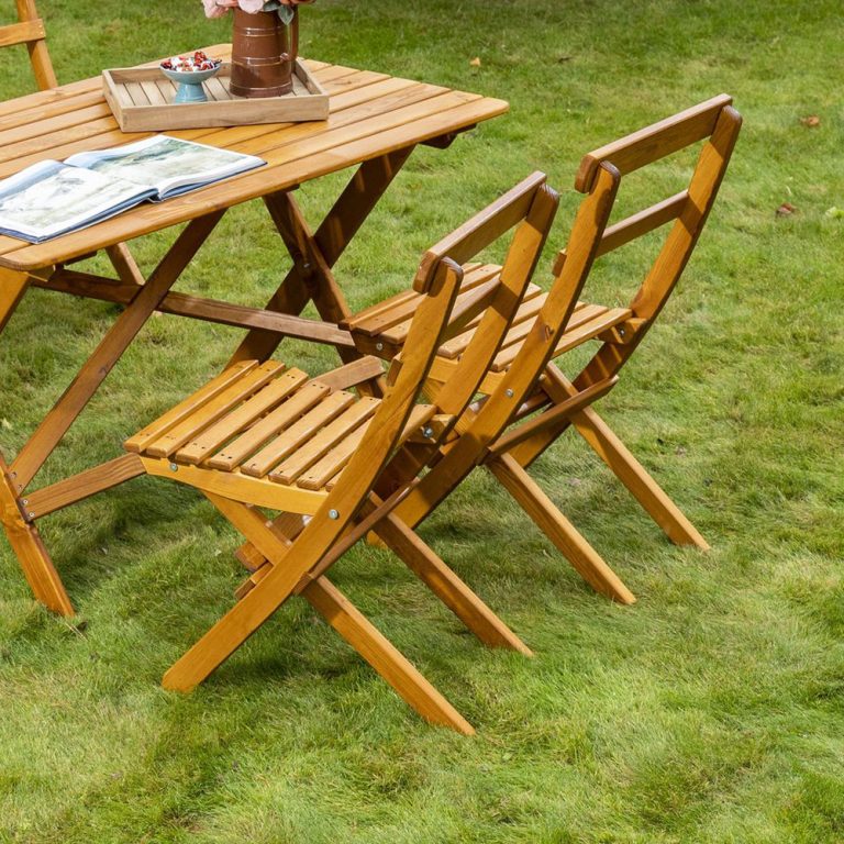 Sedie da esterno in legno Pieghevoli Modello LAXO Verniciate Miele - 2 Pezzi-0