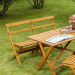 Panca in legno da esterno Pieghevole Modello LAXO Verniciata Miele - Dimensioni 130 x 62 x 81 h. cm-0