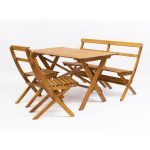 Set da giardino tavolo e sedie Modello LAXO Verniciata Miele - Pieghevole-89952