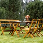 Set da giardino tavolo e sedie Modello LAXO Verniciata Miele - Pieghevole-89956