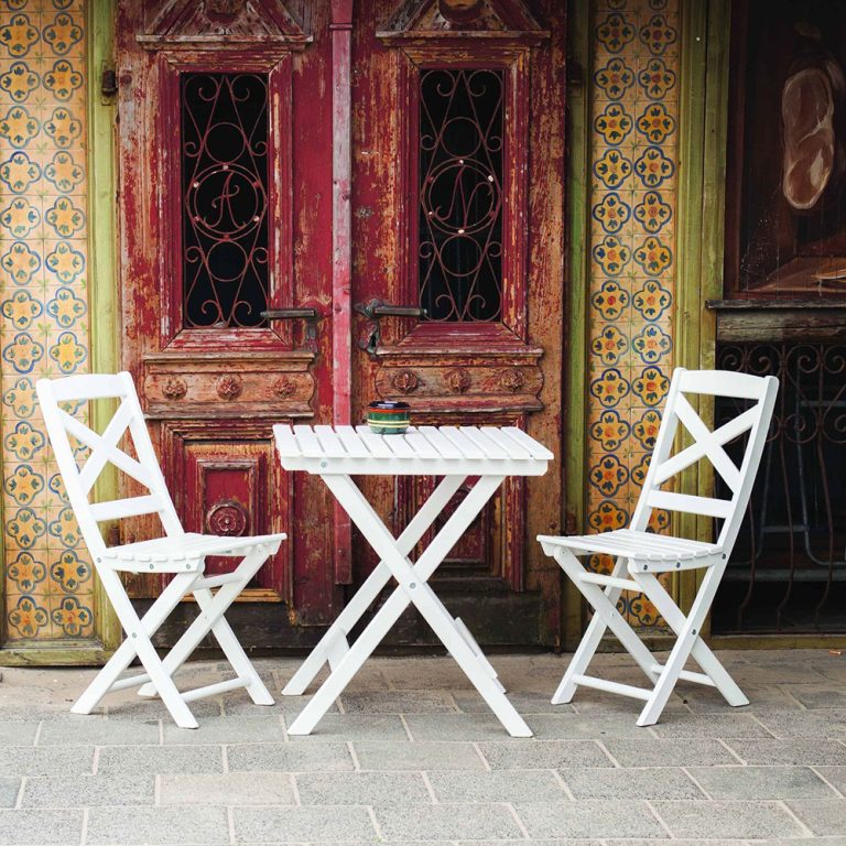 Set da giardino tavolo e sedie Modello SUNRISE Verniciato Bianco - Pieghevole-0