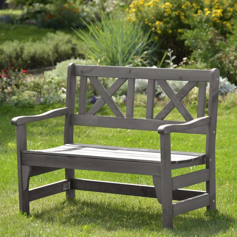 Panca in legno da esterno Pieghevole Modello MALMO Verniciata Grigia - Dimensioni 109 x 61 x 43/88 h. cm-0