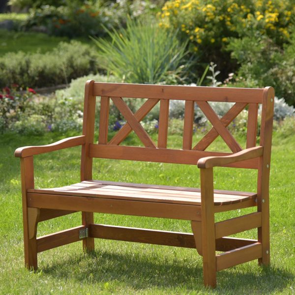 Panca in legno da esterno Pieghevole Modello MALMO Verniciata Miele - Dimensioni 109 x 61 x 43/88 h. cm-0